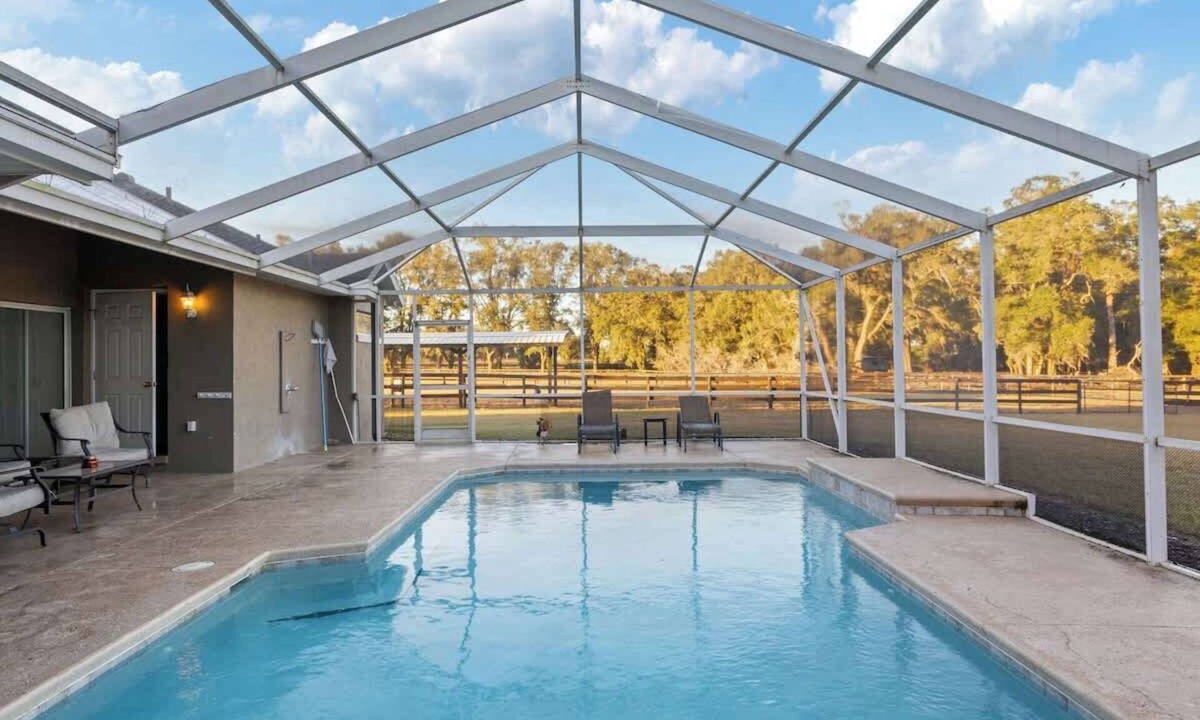 Fellowship House | Family 5BR Ocala Farm Home With Heated Pool, 6Min To WEC