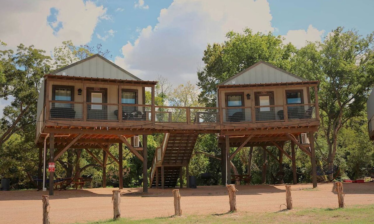 Sutherland Springs RV Rental | Fun Adventure Waterfront Cabin #16 in Marion, TX