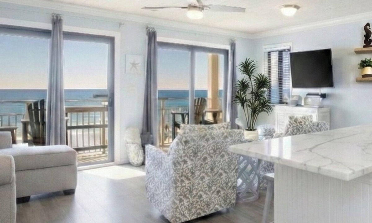 Crystal Beach Condo | Gulf front desirable end unit - free beach service