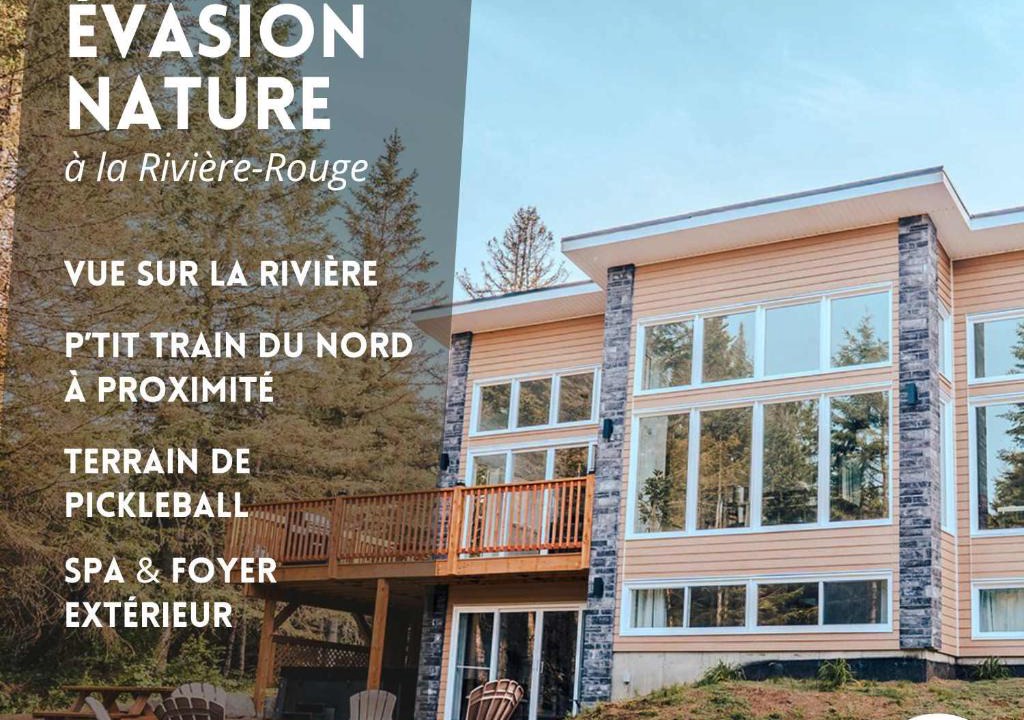 Riviere-Rouge Ski Chalet | Modern Waterfront Cottage on the Rouge River & Spa