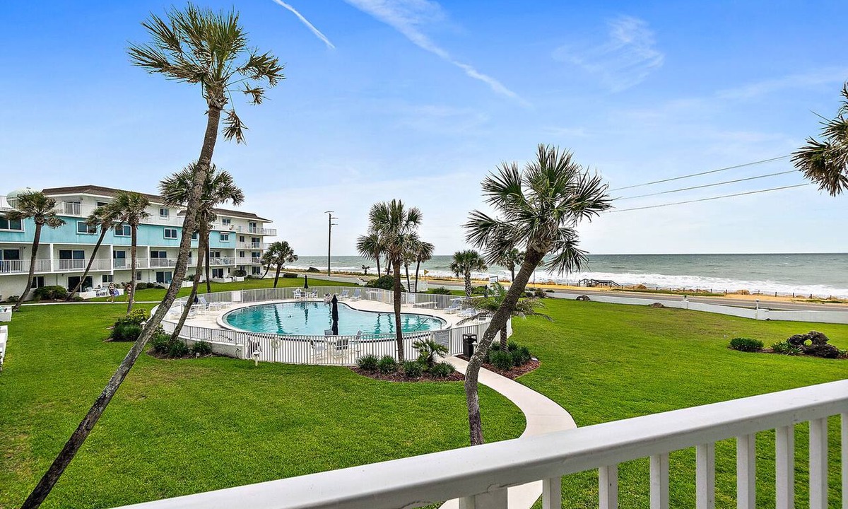 Flagler Beach Condo | Ocean Front-Large Outdoor Patio-Ocean View Balcony