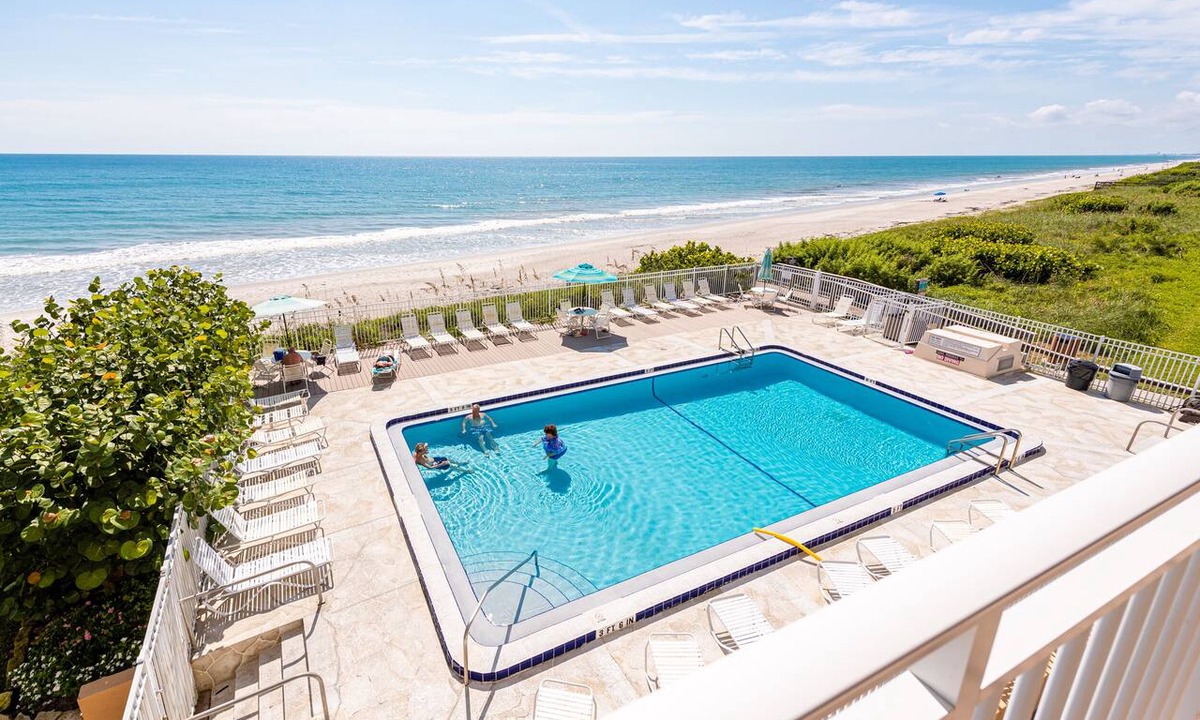 Indian Harbour Beach Condo | Oceanfront 2BR Condo 2nd Floor Balcony with Beautiful Beach Views, Unit 203