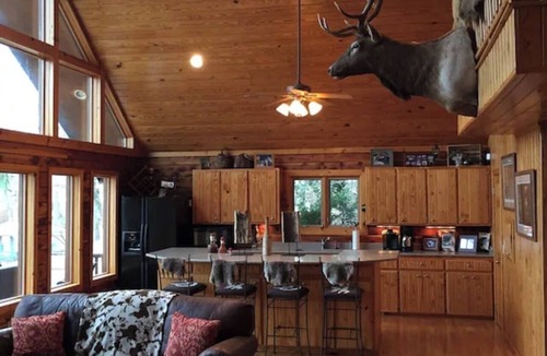 Piney Cabin | Beach Haven Hideaway- Luxury Log Cabin on Lake- Sleeps 12 with boat dock & ramp