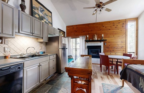Kings Beach Condo | Eclectic second floor condo with loft, balcony, & gas fireplace - family friendly