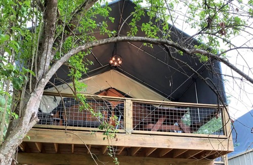 Sutherland Springs RV Rental | Fun Adventure Waterfront Cabin #16 in Marion, TX