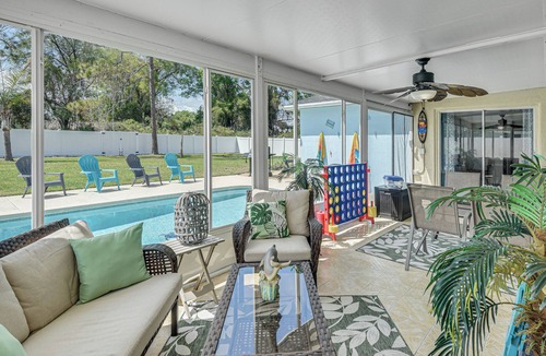Palm Coast Cottage | Palm Coast Comfort: Family Home w/Lanai, Big Yard