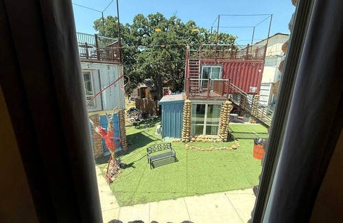 Medicine Park Cabin | Unique Tiny House Retreat with Rooftop Deck near Cobblestone Shops in Medicine Park, OK
