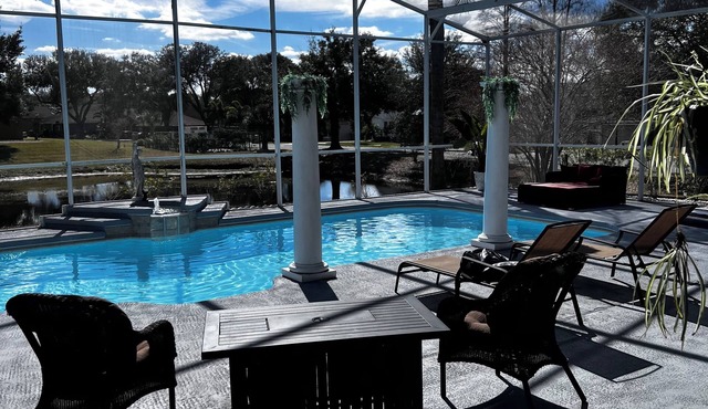 Big Beautiful Master bedroom with pool view!