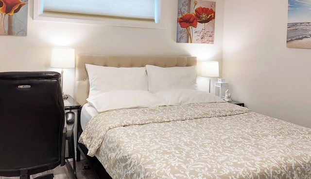 Cozy & quiet legal basement apartment including a bedroom, a bathroom, a kitchen