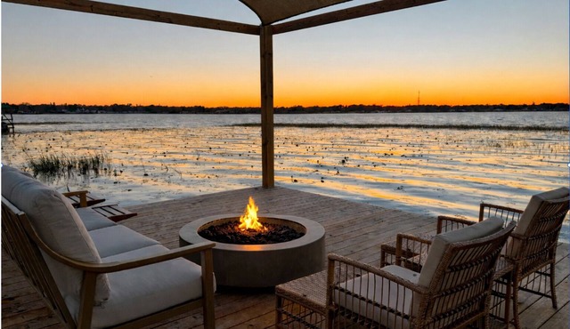 Lakefront Heated Pool Home w/Hot Tub, Dock & Sunset Views Near LEGOLAND