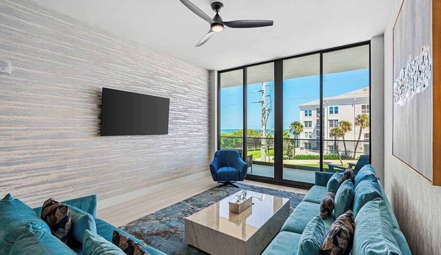 Sandy Solace | Stylish Ocean View Condo w/Balcony, Premium LR/DR & Huge Master