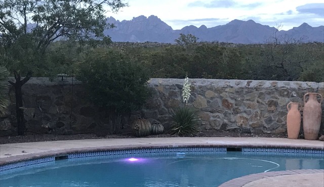 Spacious and private NM Pueblo styled home with great views.