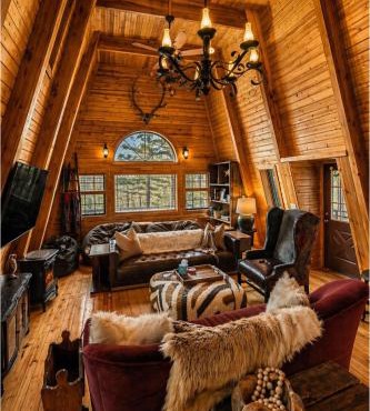 Sunset-View A-Frame Cabin Sleeps 12 Dog Friendly
